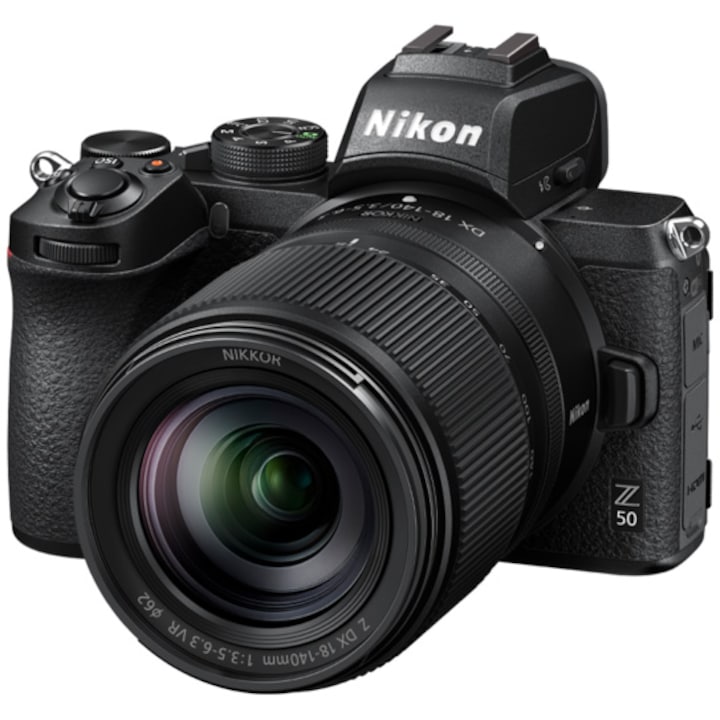 Aparat foto Mirrorless Nikon Z50, 20.9 MP , 4K , Wi-Fi + Obiectiv 18-140 mm, Negru
