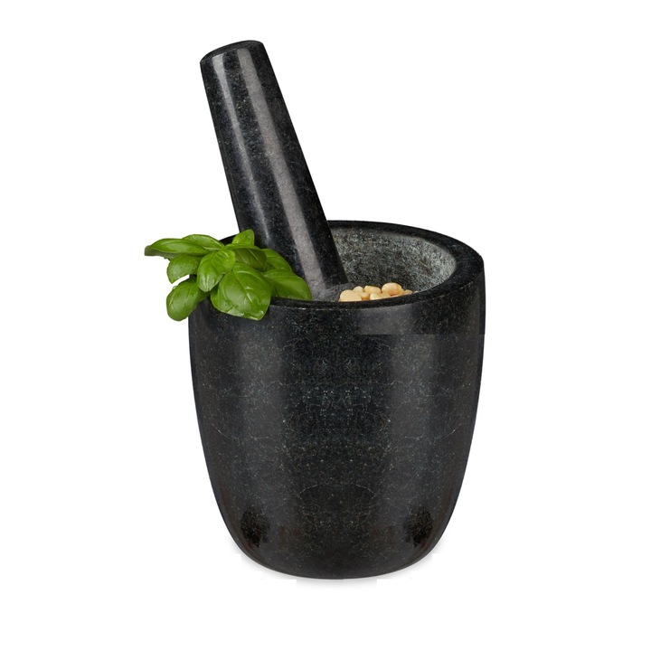 Mojaru cu pistil Relaxdays, negru, granit, 13 x 13 cm
