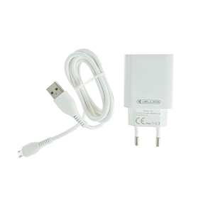 Set incarcator cu un port USB, de retea, cu cablu micro USB lungime 1m, 5V, 2.1A, Jellico C5 64567, alb