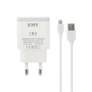 Incarcator Compatibil cu Iphone EMY MY-A301Q, Quick Charge 3.0, cablu tip Lightning, 1m, 18W