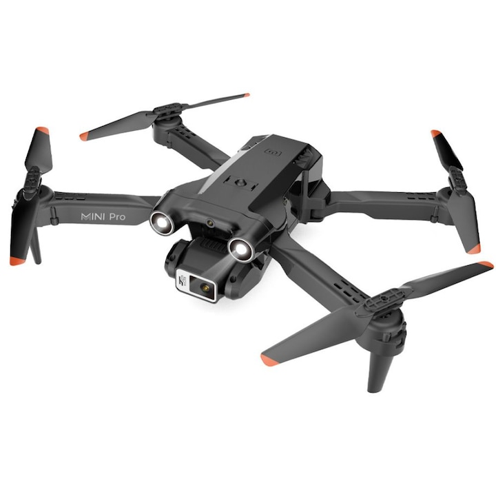 Drona pliabila, Camera dubla HD unghi larg 120°, Pozitionare flux optic evita obstacolele, 3 baterii, 45 min, neagra