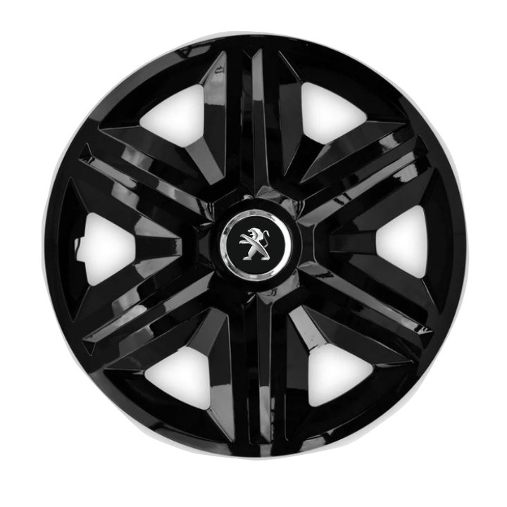 Set 4 capace roti hubcaps fast black R16 pentru gama auto Peugeot