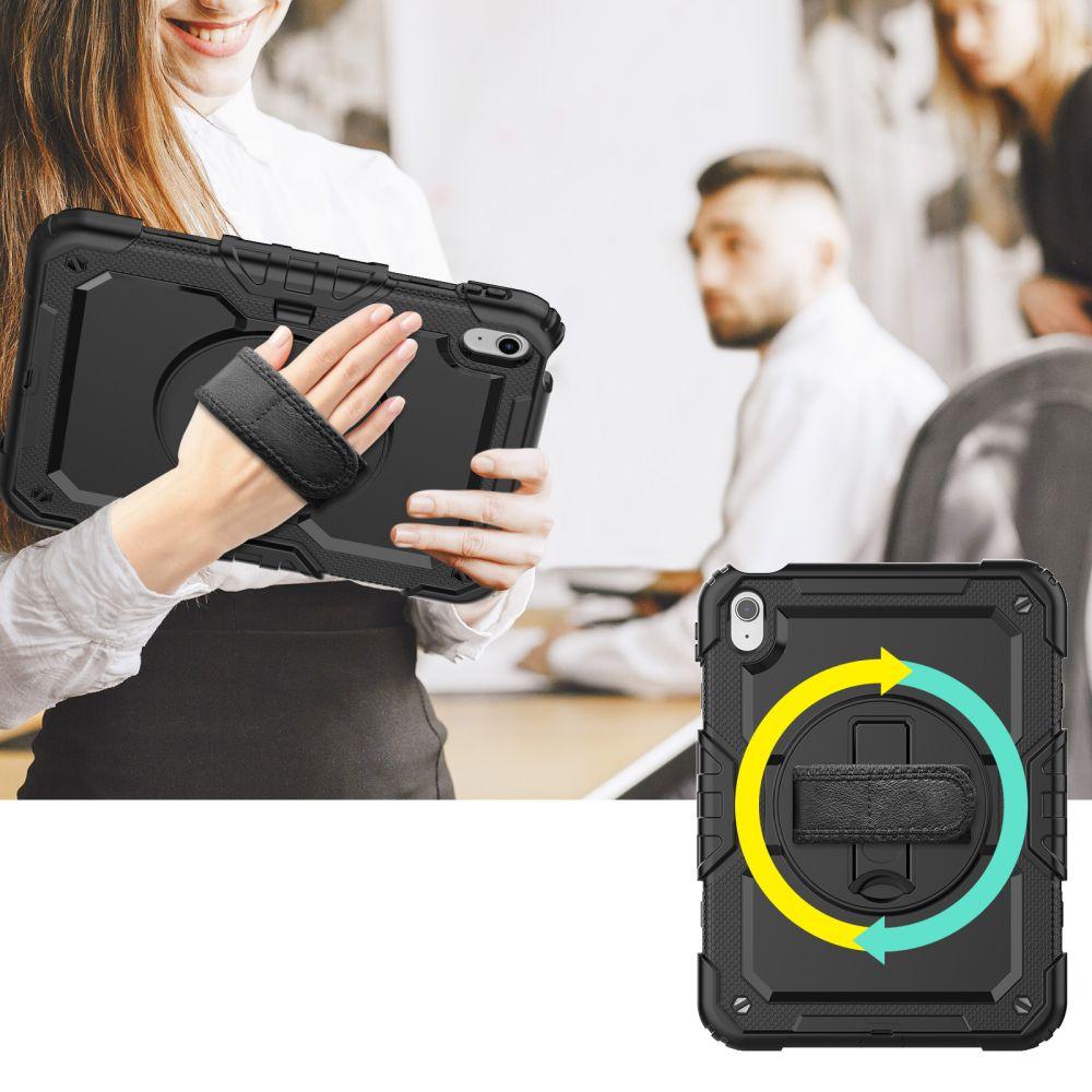 Husă tabletă compatibilă cu iPad 2025 de 11 inch (iPad 11) - SOLID360, rezistentă la șocuri, cu suport, negru