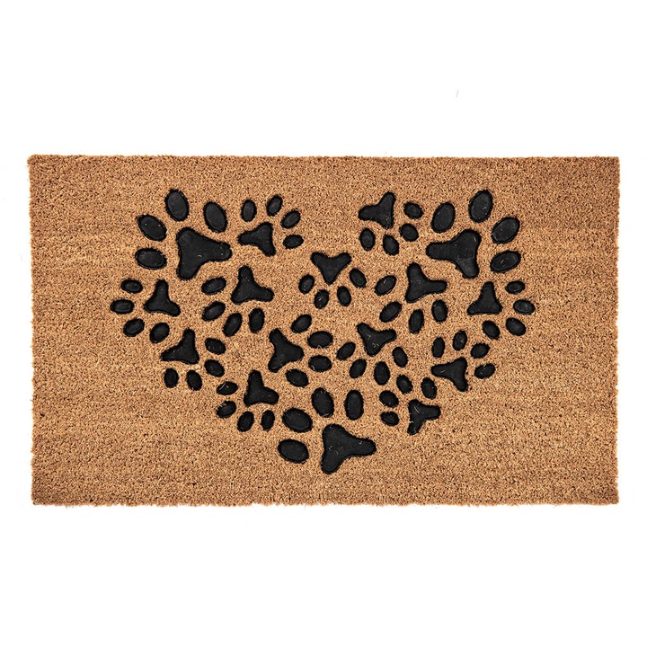 Covoras intrare casa fibre cocos cauciuc Heart 75x45x1cm