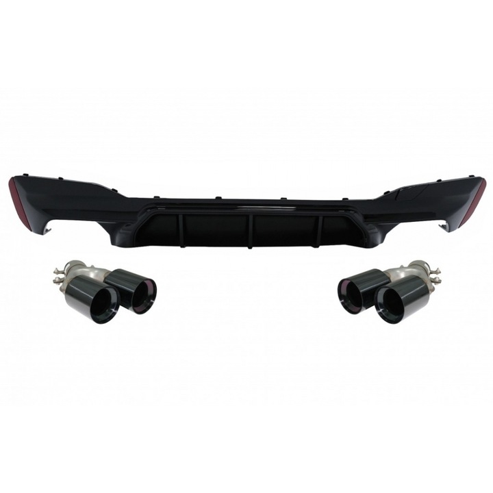Difuzor Bara Spate Negru Lucios cu Tobe Ornamente Negru compatibil cu BMW Seria 5 G30 G31 2017-2020 M5 Design
