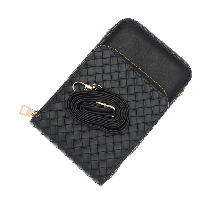 Portofel dama, din piele ecologica, ButicCochet, 18 x11x4 cm, Negru - PR768