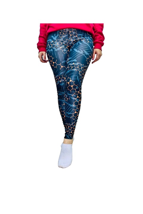 Colanti fitness cu imprimeu, bluemarin, multicolor, model Fagure
