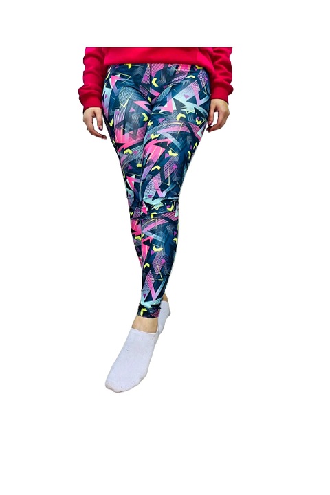 Colanti fitness cu imprimeu, roz, galben, multicolor, model Colorfull