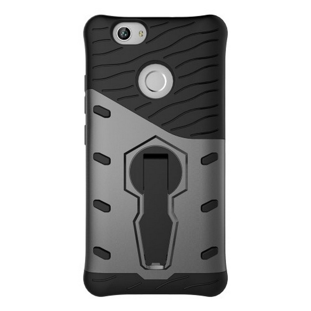 Carcasa Huawei Nova, Silicon, Kickstand, Protectie Spate, Culoare Dark Grey
