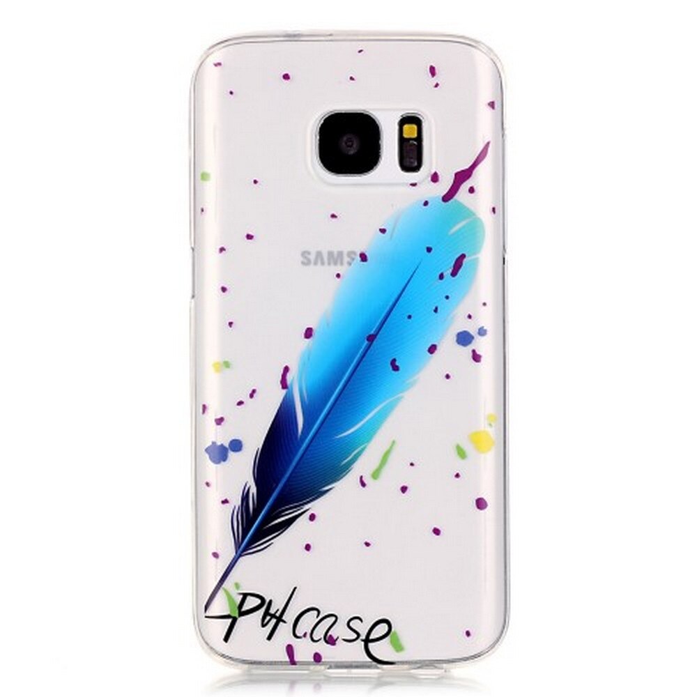 Husa Samsung Galaxy S7 G930, Protectie Silicon, Imprimeu Feather and Graffiti