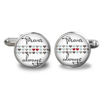 Butoni de camasa rotunzi personalizati forever always, Argintiu Butoni de camasa rotunzi personalizati forever always, Argintiu