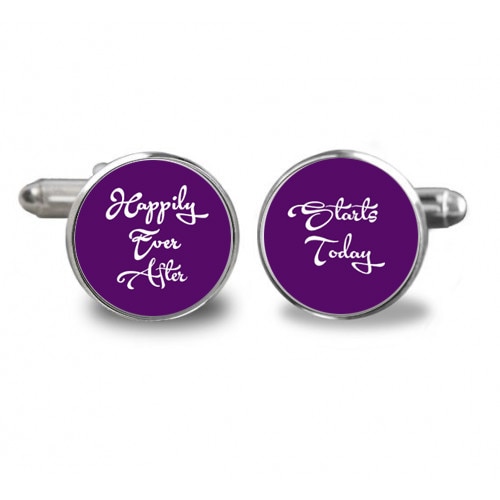 Butoni de camasa rotunzi personalizati, Hapilly Ever After, Argintiu