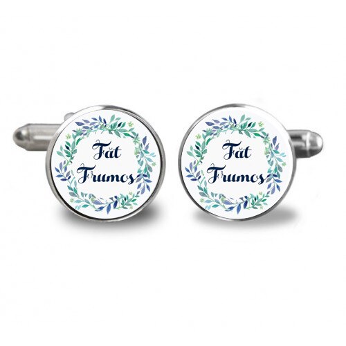 Butoni de camasa rotunzi, personalizati Fat Frumos, Argintiu