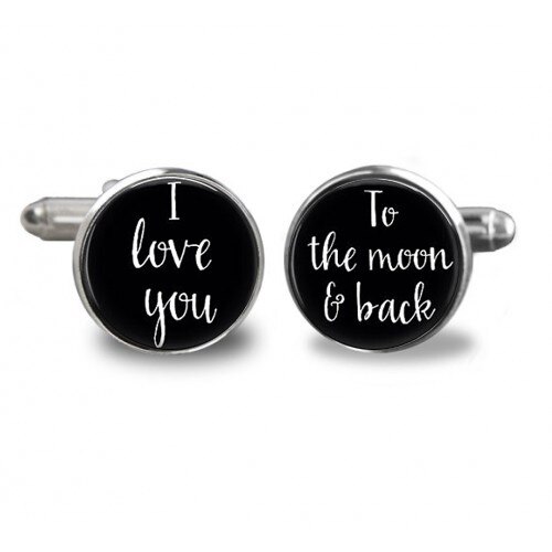 Butoni de camasa rotunzi personalizati I love you, Argintiu