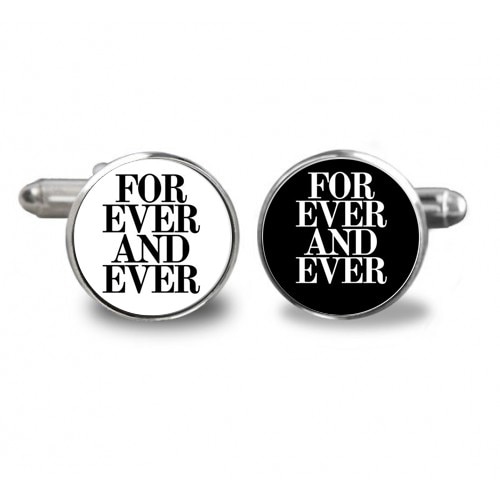 Butoni de camasa rotunzi, personalizati cu textul Forever and Ever, Argintiu