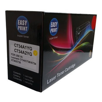 Toner EASY PRINT Galben, 6000 pag, compatibil C734A1YG/C734A2YG Toner EASY PRINT Galben, 6000 pag, compatibil C734A1YG/C734A2YG