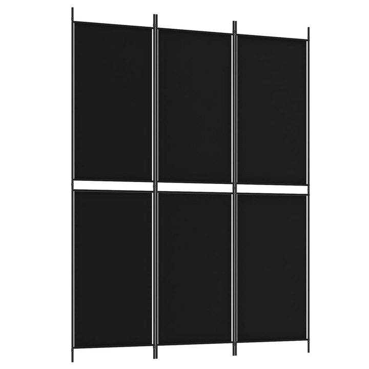 Параван за стая vidaXL, 3 панела, Черен, 150x200 см, Плат, 3.12 kg