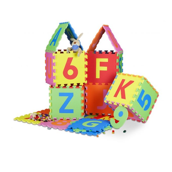 Relaxdays Подложка от EVA пяна, тип пъзел, многоцветна, 86 части, мека, 179x179 см