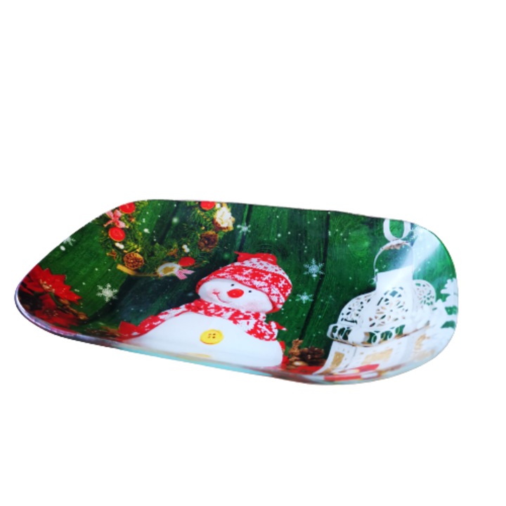 Bol de Craciun, Elemag, Om de zapada, Sticla, Verde, 20 cm