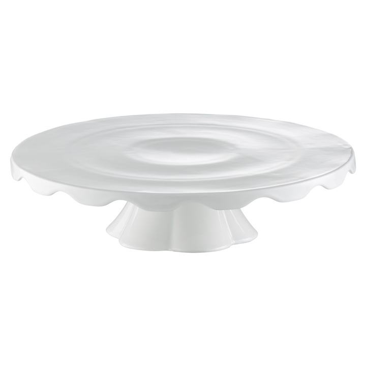 Suport tort cu marginea in jos 30cm, portelan alb, AMBITION Crema