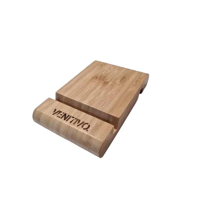Suport telefon mobil si tableta VENITIVO ®, bambus, 8x13x2 cm