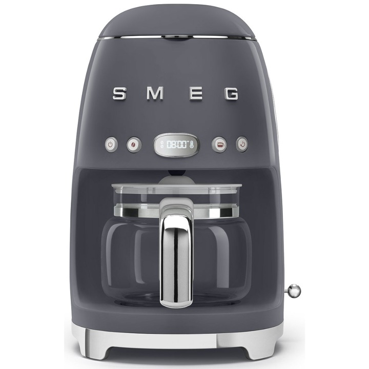 Филтърна кафемашина Smeg DCF02GREU, 50's Style, 1050 W, 1.4 л, Тъмносива