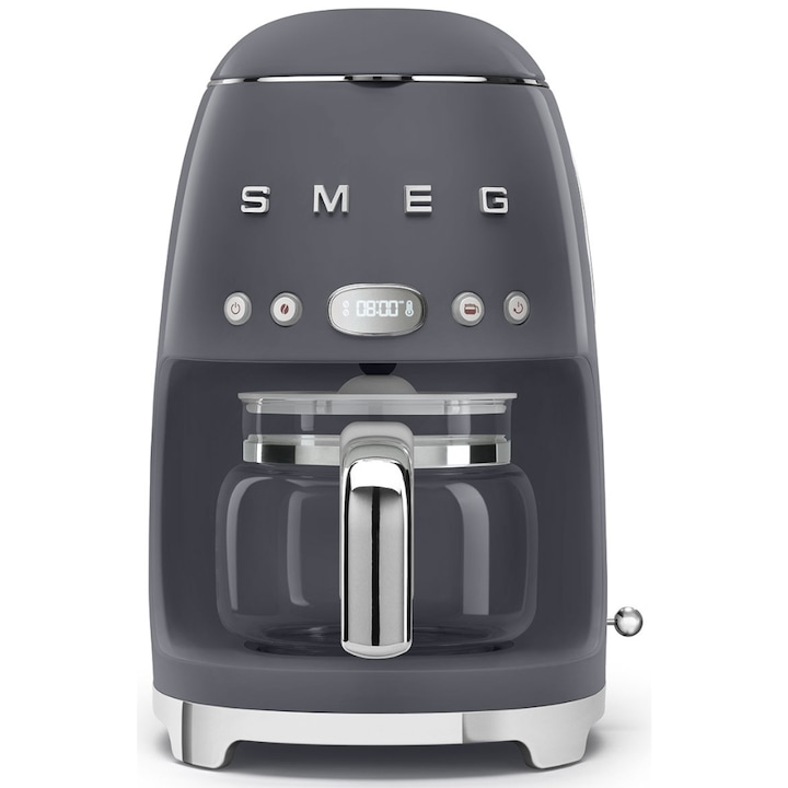 Филтърна кафемашина Smeg DCF02GREU, 50's Style, 1050 W, 1.4 л, Тъмносива