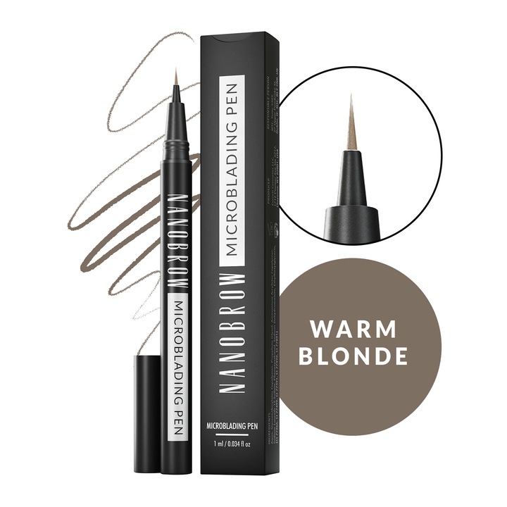 Stilou sprancene, Nanobrow, Microblading Pen, Warm Blonde