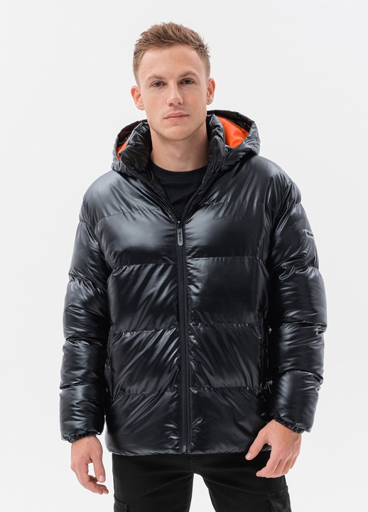 Teli ferfi kabat OMBRE C545, Steppelt, Puffer, Fekete