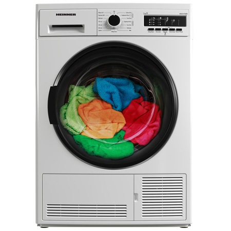 Uscator de rufe Heinner HCD-V802B, Condensare, 8 kg, 15 programe, Clasa B, Display LED, Lumina cuva, Indicator curatare filtru scame, Blocare acces copii, Alb