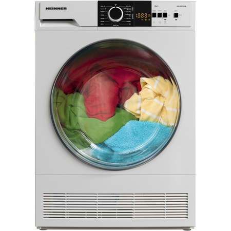 Uscator de rufe Heinner HCD-V8T1CHB, Condensare, 8 kg, 15 programe, Clasa B, Display LED, Lumina cuva, Indicator curatare filtru scame, Blocare acces copii, Alb