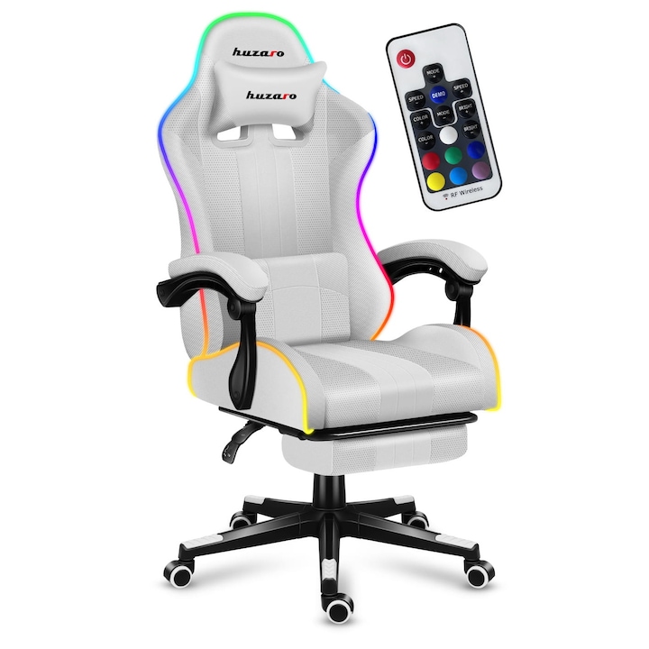 Scaun de gaming, HUZARO Force 4.7, Mesh, Suport Picioare, Functia Seat Rest, RGB, multicolor