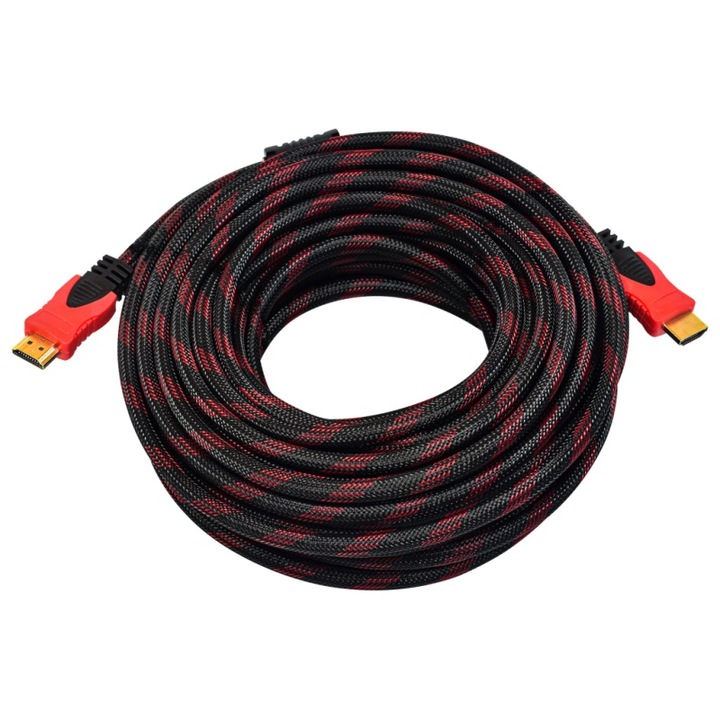Cablu HDMI DeTech, 15m, tata, dublu ecranat, bobine antiparaziti