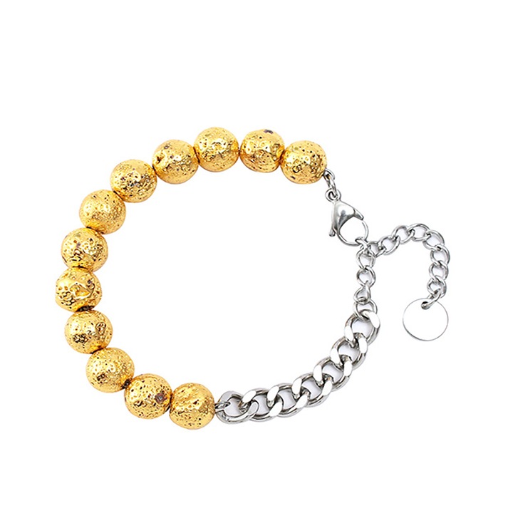 Karkötő 4356B rozsdamentes acél és láva, Sic Moda, arany, hossza 18 cm