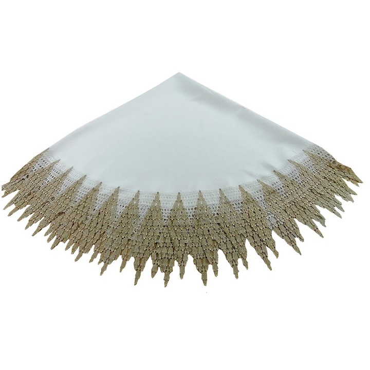 Kerek asztaltakaró 100 cm átmérőjű, Casa Bucuriei, Luxus modell, elefántcsont, brokát