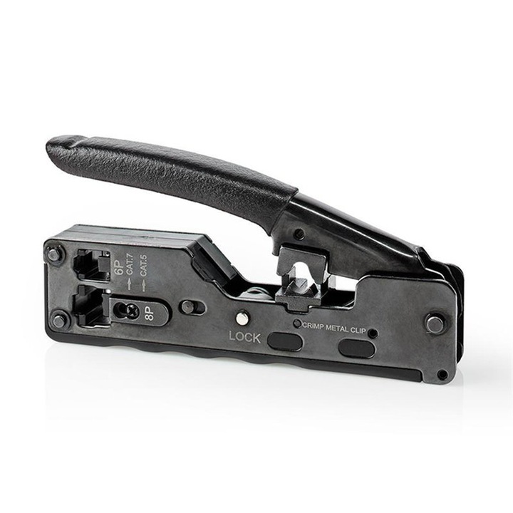 Cleste pentru CAT/RJ45, Nedis, Otel/Cauciuc, Negru