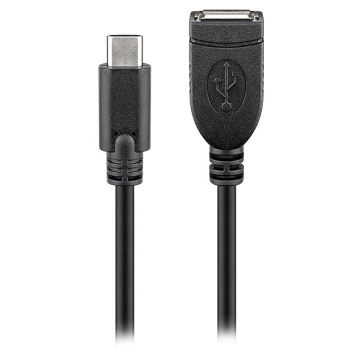 Goobay USB-C apa - USB 2.0-A anya Adat- és töltőkábel 0.2m - Fekete (55470)