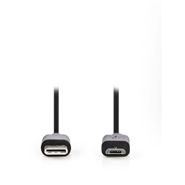 Cablu de date/incarcare, Nedis, USB 2.0 C tata/Micro USB tata, 1m, Negru