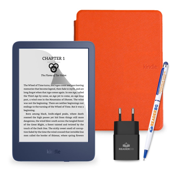 Комплект eBook четец Amazon Kindle 2022 Denim, Оранжев, 4 части