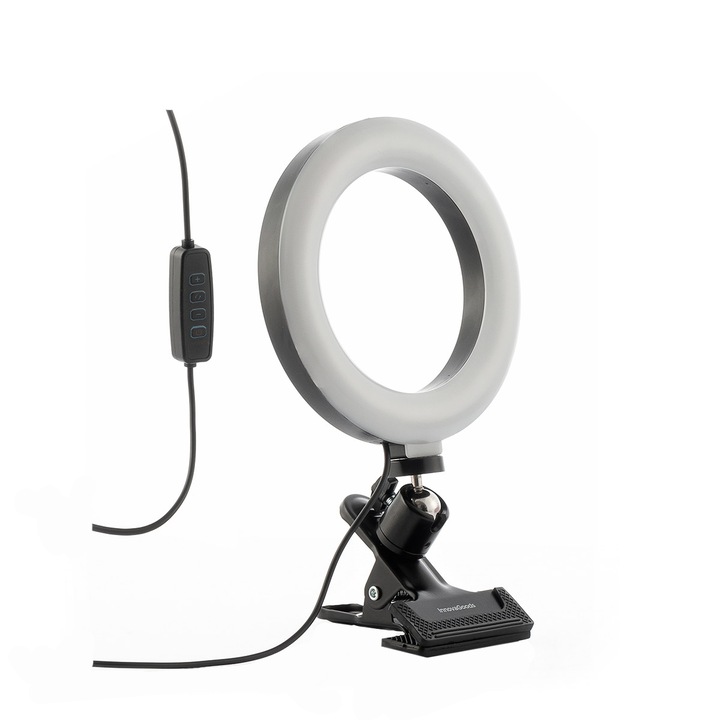 LED селфи лампа INNOVAGOODS, 26 см, Естествена светлина, Студена, Топла, 360º