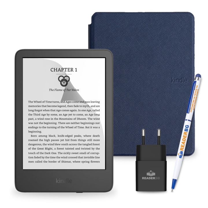 Комплект eBook четец Amazon Kindle 2022 Black, Тъмносин, 4 части