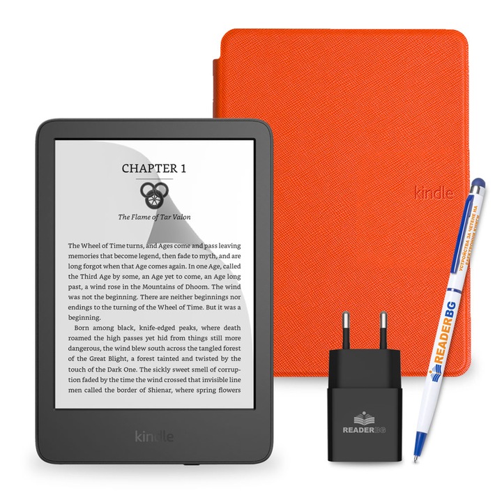 Комплект eBook четец Amazon Kindle 2022 Black, Оранжев, 4 части