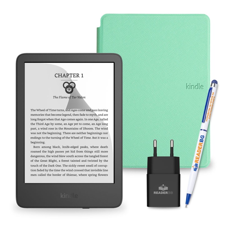 Комплект eBook четец Amazon Kindle 2022 Black, Мента, 4 части
