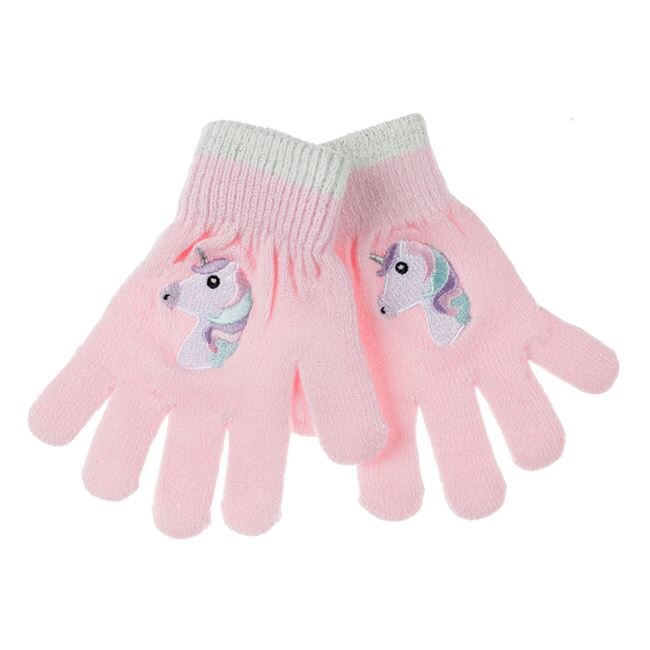 Set Fes, fular si manusi pentru copii, Unicorn, roz, varsta 6 ani, ADR ...