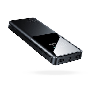 Baterie externa portabila Joyroom JR-T013, 10000 mAh, 4 Porturi, Afisaj, Quick Charge 3.0, 15W, Cablu USB-C inclus, Negru