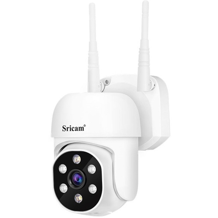 Camera de supraveghere WIFI Sricam SP030 Plus SriHome, Exterior, FullHD, Conectare Telefon / PC, Night Vision Color, Alarma, Auto Tracking Uman, Rezistenta la Apa, alb