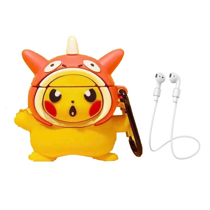 Husa casti Pikachu, Compatibil cu AirPods Pro, Silicon, Galben