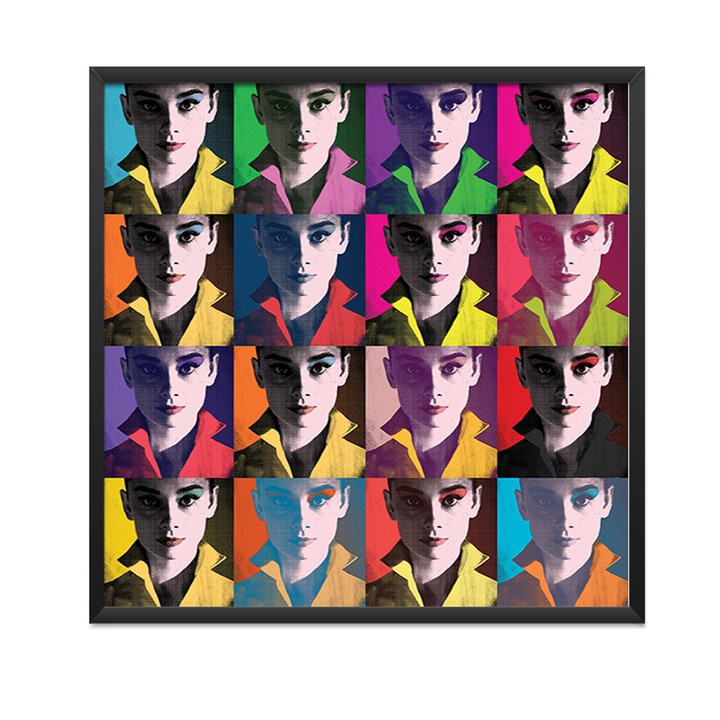 Tablou cu Rama Neagra - Premium - Audrey - Pop Art - 70x70cm