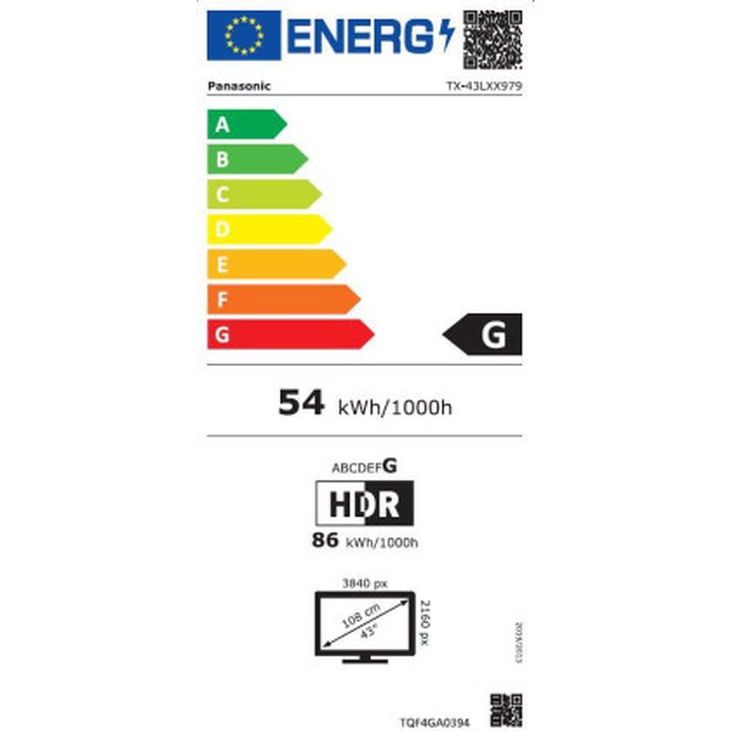 Televizor LED PANASONIC TX-43LXX979, Smart TV 4K UHD, HDR, control vocal, functie de inregistrare, 108 cm, negru