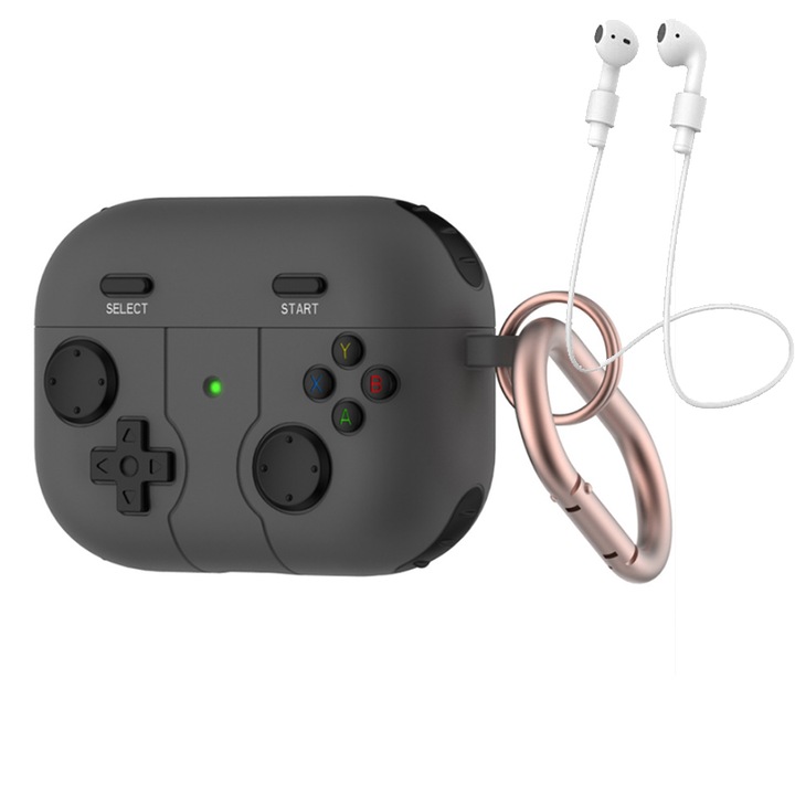 Husa casti Gamer, Compatibil cu AirPods Pro, Silicon, Negru